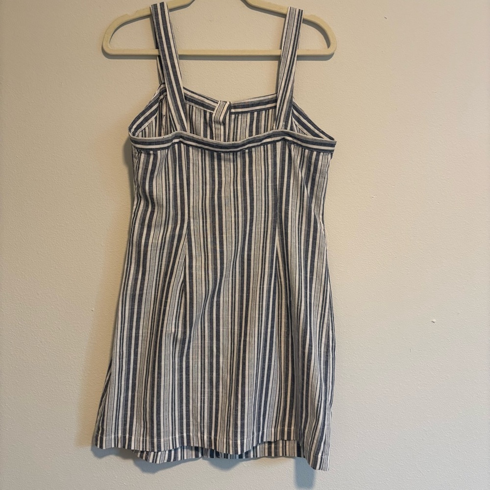Striped Button-Down Shift Dress Navy and White Size Large 100% Cotton - Picture 7 of 9